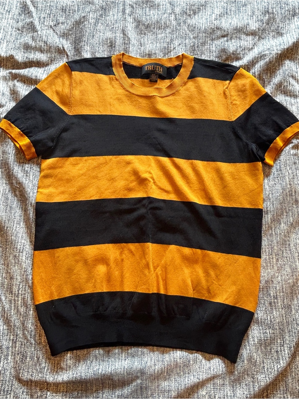 Truth Striped Crewneck Sweater - Black & Gold